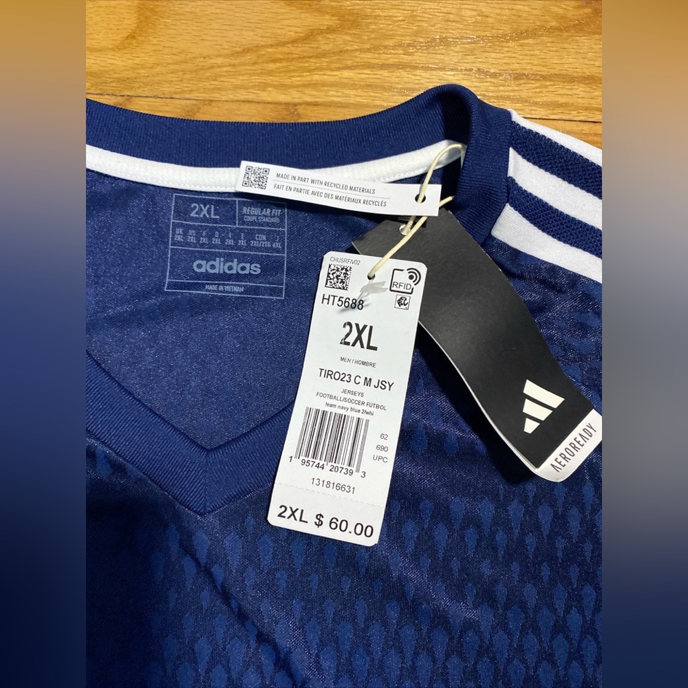 adidas Tiro 23 C M soccer jersey navy blue Men’s sz 2XL NEW!! - Picture 6 of 8